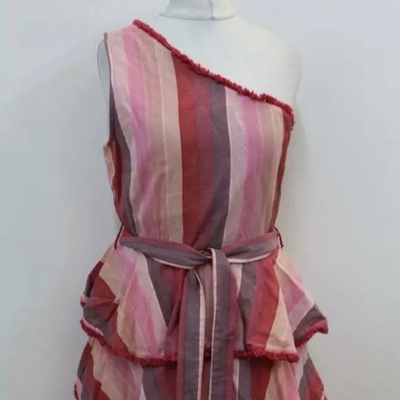 Tularosa Dresses Tularosa Malibu Striped One Shoulder Ruffle Dress